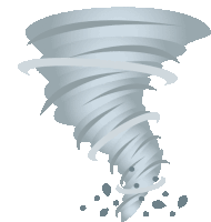 a cartoon illustration of a tornado with a few drops of water coming out of it