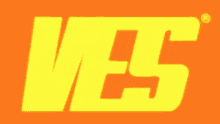 a yellow ves logo is on a orange background