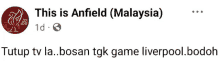 a facebook post that says ' this is anfield malaysia ' on it