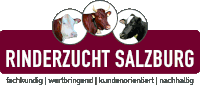 a logo for rinderzucht salzburg features three cows