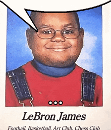 a picture of lebron james with a speech bubble above him