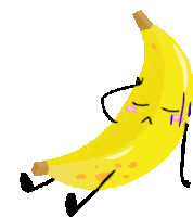 a banana with arms and legs has a sad face