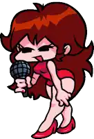 a cartoon of a woman holding a microphone
