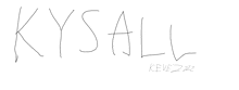 a drawing of the word kysall written in black marker on a white background