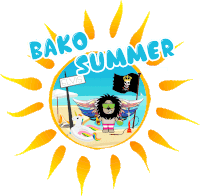 a logo for bako summer with a lion and a unicorn