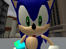 a close up of sonic the hedgehog 's face in a video game scene