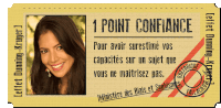 a ticket with a picture of a woman and the words 1 point confiance on it