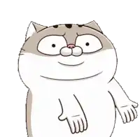 a cartoon cat is hanging upside down with its paws in the air