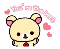 a teddy bear with hearts and the words you 're the best