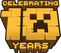 a logo for celebrating 15 years with a creeper on it