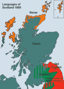 a map showing the languages of scotland 1000 and the extent of gaelic influence