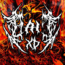 a logo for a band called death metal is surrounded by fire