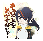 a penguin girl is wearing headphones and a scarf and has chinese writing behind her .