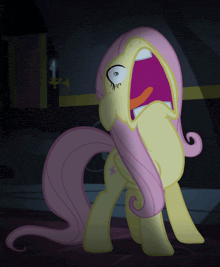 a cartoon pony with a surprised look on her face