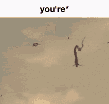 a blurred image of a person flying with the words you 're * above them