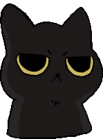 a drawing of a black cat with a yellow eye