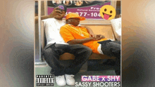 a poster for gabe x shy sassy shooters features two men sitting next to each other