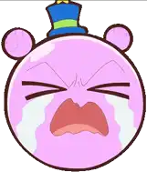 a cartoon drawing of a crying bear with a top hat on its head