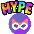 a pixel art of a cat with a mask and the word hype