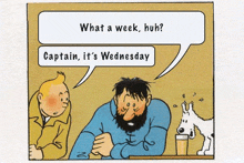 a cartoon of two men talking about what a week is