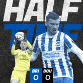 a soccer player in a blue and white striped jersey with the word american express on the front