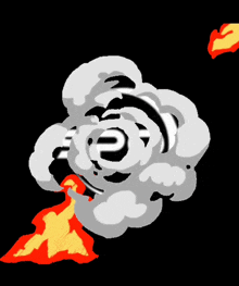 a cartoon drawing of an explosion with the letter e in the middle