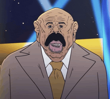 a cartoon of a man in a suit and tie with his mouth open
