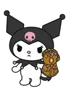 a cartoon character with a skull on her head holding a glove