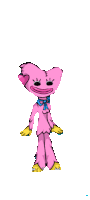 a drawing of a pink teddy bear with a blue bow