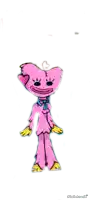 a drawing of a pink teddy bear with a blue bow