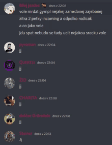 a screenshot of a discord conversation between steiner and doktor grunstein