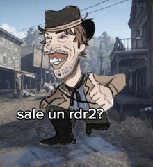 a drawing of a cowboy with the words sale un rdr2