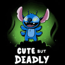 stitch from lilo and stitch is cute but deadly on a black background .