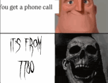 a meme of a man and a skull that says it 's from 1780