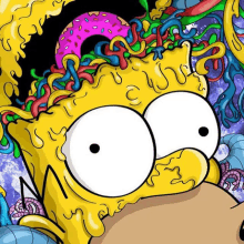 a cartoon of homer simpson with a doughnut in his head