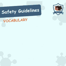 safety guidelines vocabulary and social distancing are displayed