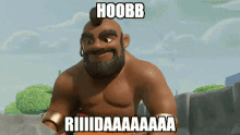 a cartoon character with a beard and a mohawk says hoobb