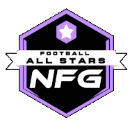 the logo for the football all stars nfg is purple and black