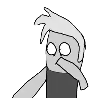 a black and white drawing of a person covering their mouth with their hand