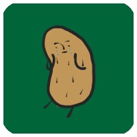 a cartoon drawing of a potato with tears coming out of its eyes