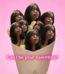 a picture of a bunch of faces with the words can i be your valentine below them