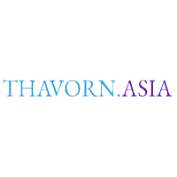 a logo for thavorn asia with blue and purple letters