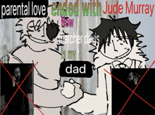 a cartoon of a man and a woman with the words parental love ended with jude murray above them