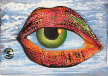 a painting of a woman 's eye with a green pupil