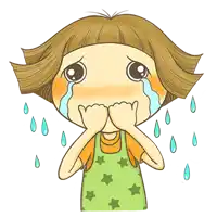 a cartoon drawing of a girl crying with tears coming out of her eyes