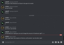 a screenshot of a discord conversation between lucas and jake21