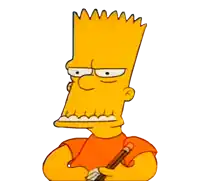 bart simpson from the simpsons is holding a pencil with his arms crossed