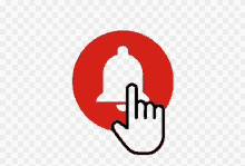 a hand is pressing a bell in a red circle