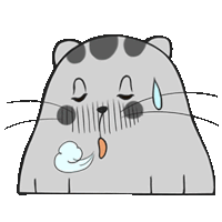 a cartoon drawing of a cat with its eyes closed and a tear running down its face