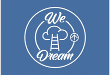 a logo for we dream with a cloud and ladder